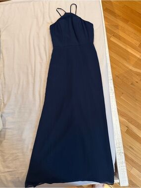 Hayley Paige Navy Blue Spaghetti Strap Maxi Dress